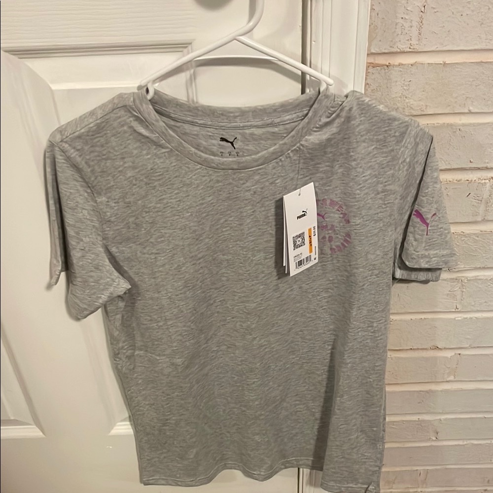 Puma Heather Gray Tee with Subtle Logo